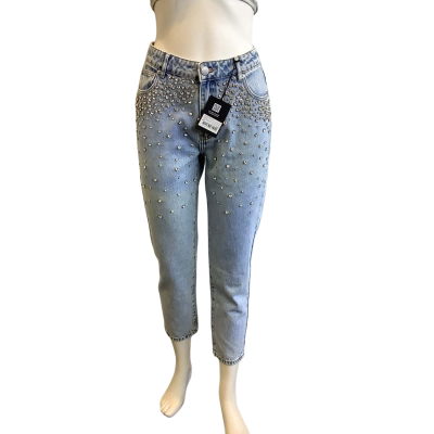 BNWT Decjuba Women's Size 8 Layla Rhinestone Jean Byron Blue 