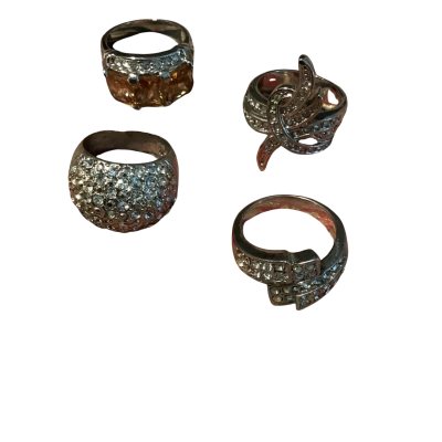 4 silver plated dress jewellery rings Silver 