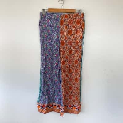 Boteh Blue Orange Floral Pants Size 3 