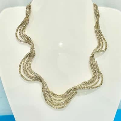 Vintage Wave Sparkly Gemstone Necklace 
