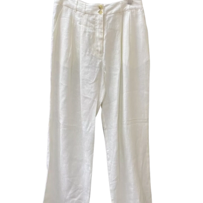 Jag  Size M Wide Leg Linen Pants Off White/ Ecru