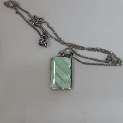 Silver 925 Pendant With Mother Of Pearl On Silver Chain