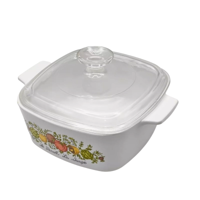 Corningware "Le Persil La Suage" 1.5 Litre Casserole Saucepan With Lid, Cerammed In Australia. Signs Of Usage But No Cracks, Chips Or Crazing (brica shelf)