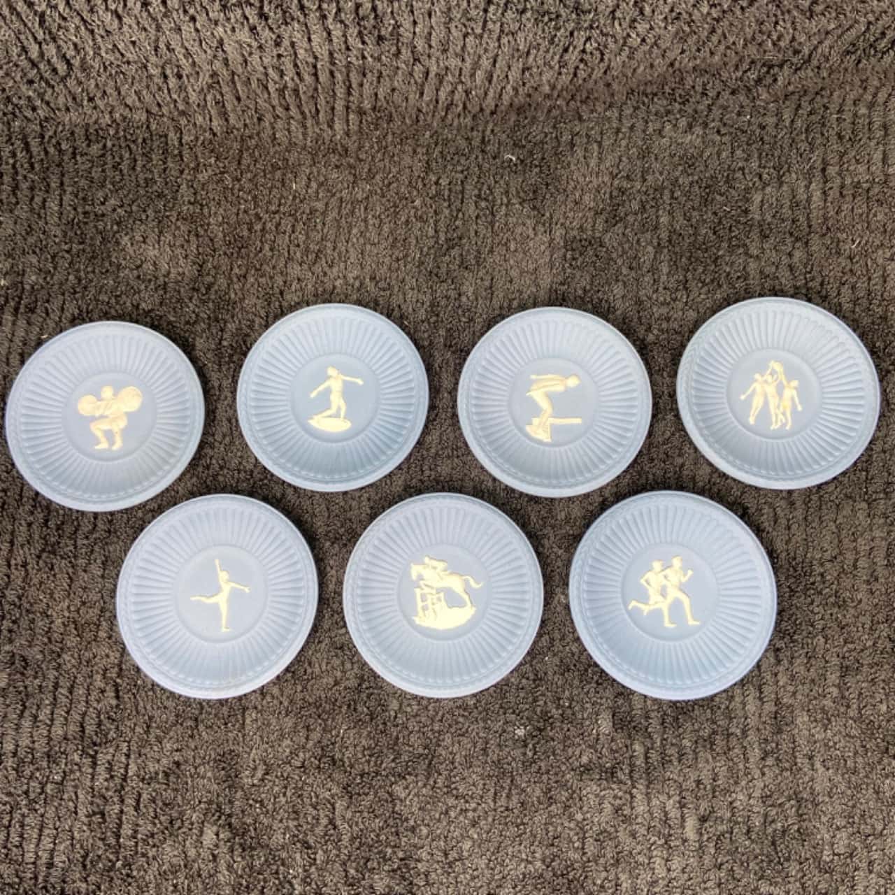 Wedgwood x 7 Mini Olympic Sports Plates Blue/White