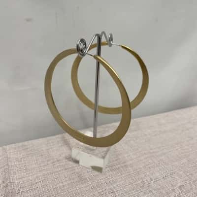 Mimco Women's Earrings Hoops Dull Gold Costume Jewellery 