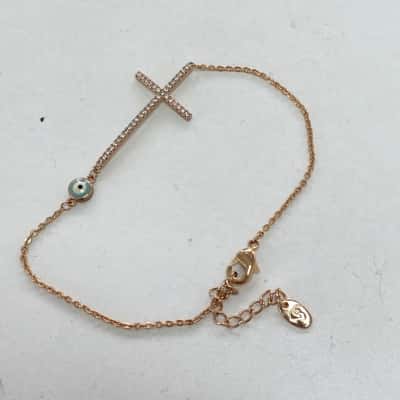Gold Tone Cross Bracelet 