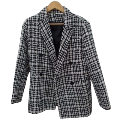  Mens Style me Over Size M Blazer / Knit Jacket Black  / Checked / White 