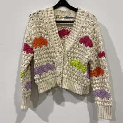 Zara Womens Button-down Cardigan  White 