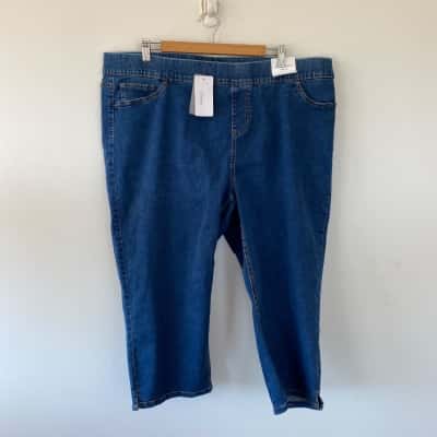 Autograph Blue Mid Wash Pull On Crop Jeans  Size 22