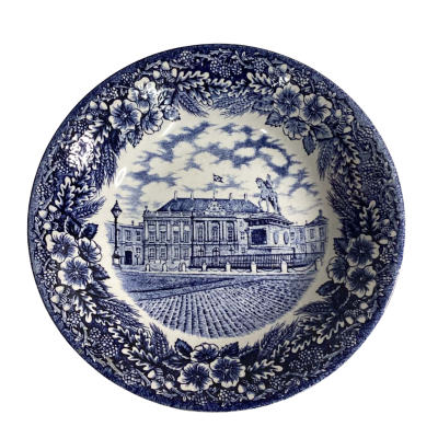 Vintage English Glazed bowl blue 1978