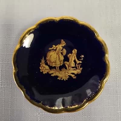 Limogues Porcelain - Made in France 22Kt Gold Courting Couple