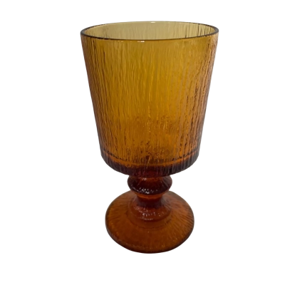 Vintage Amber 1970s Ravenhead goblets x 4