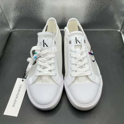 Calvin Klein Jeans Womens  Size 38 Sneakers Featuring Iridescent Rainbow CK