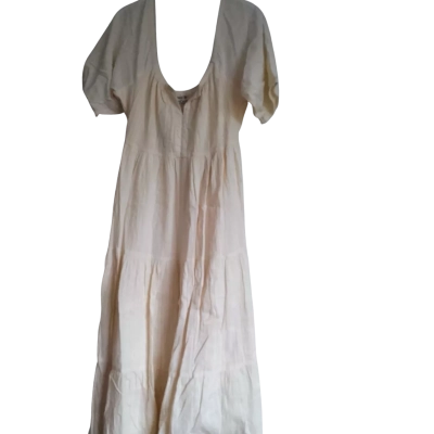 Tree of Life Women's Size M Long Casual Dress Cream 