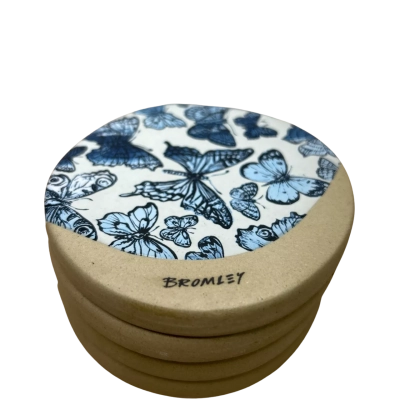 Set of 4 Robert Gordon x Bromley & Co Butterfly Ceramic Coasters