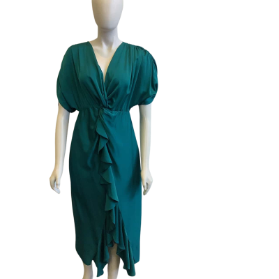 Pilgrim Women's Size 10 Short Sleeved Midi Dress Green 