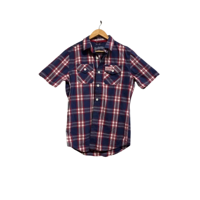 Superdry Men’s Size M Red and Blue Plaid Shirt