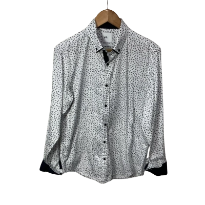 Yd. Mens Size M White / Navy Blue Floral Long Sleeve Shirt