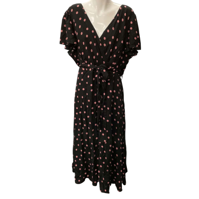 City Chic Womens  Size L Maxi Dress Black  / Pink  / Polka Dot 