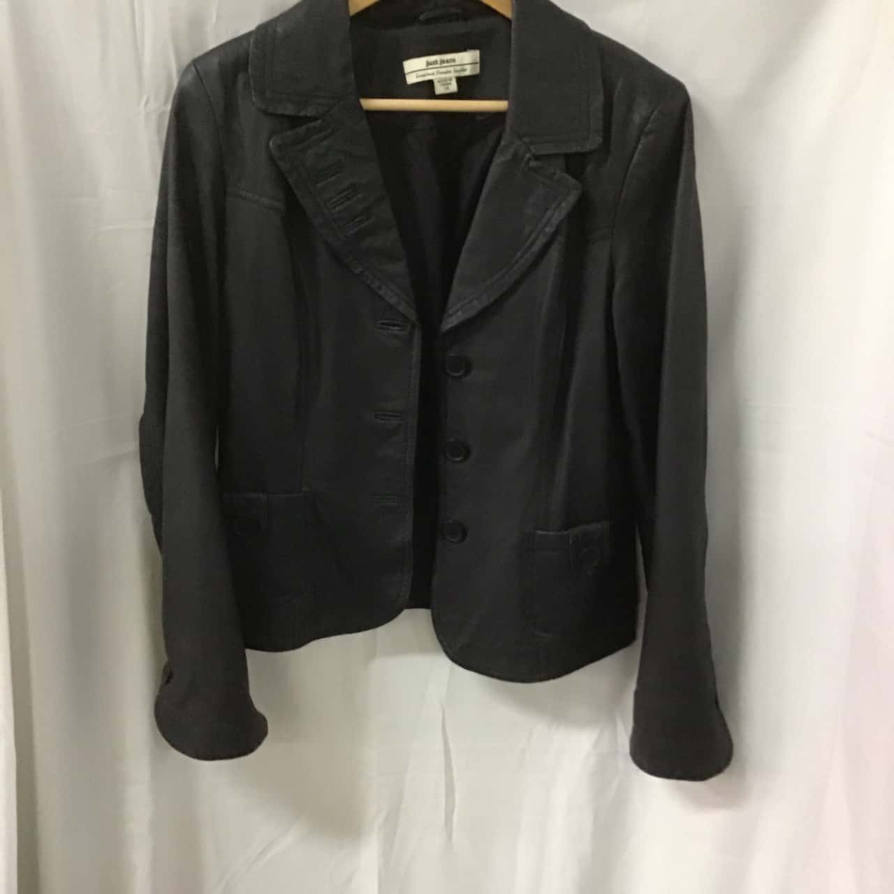 Just Jeans, Womens, Size 14, Button Up / Leather, Black (s)
