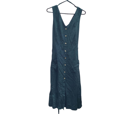Katies Womens Size 16 Green Sleeveless Linen Waist Dress