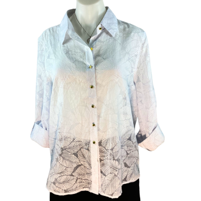 Liz Jordan - White Montreal Burnout Voile Shirt (Size 14)