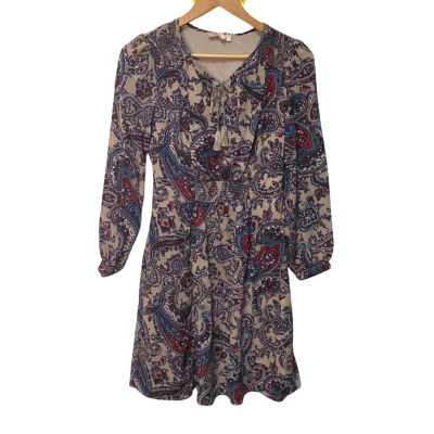 BNWT Diana Ferrari Size 6 Blue / Cream / Red / Pattern Dress