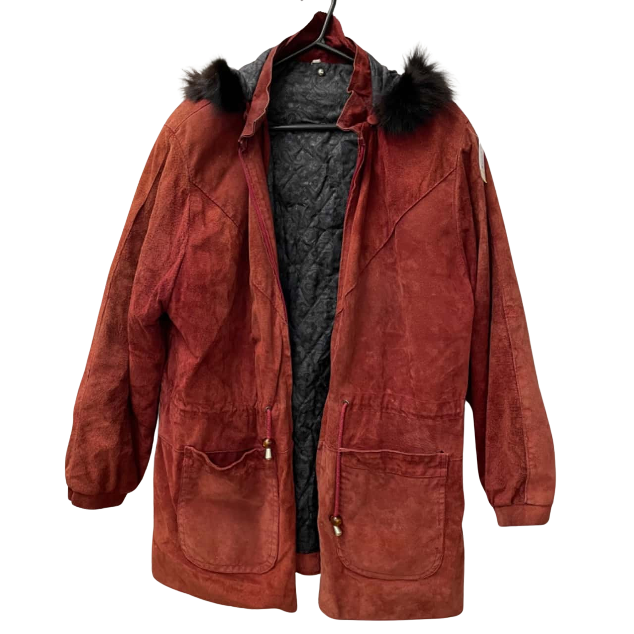 Vintage red leather jacket with fur Womens Size L Red (s)