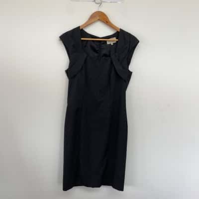 Veronika Maine Black Grey Striped Sleeveless Office Mini Dress  Size 10 
