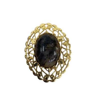 Vintage Womens Brooch Gold Tone Filigree 