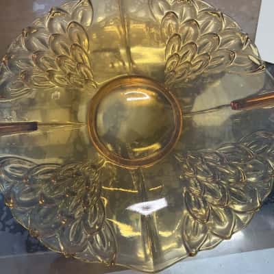 Amber art deco glass bowl