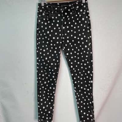 Betty Basics Womens  Size 8 Slim Fit Jeans Grey / Polka Dot / White 