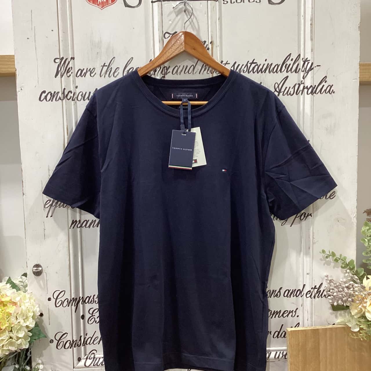 Tommy Hilfiger Womens Cotton Half Print T Shirt Blue Size Large main image 0