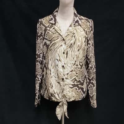 Michael Kors Womens  Size S Long Sleeve Shirt Snake print / Beige / Brown 