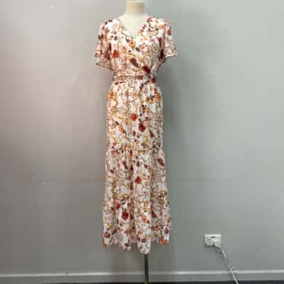 Liz Jordan Womens  Size 14 Floral / Off White MIDI Dress