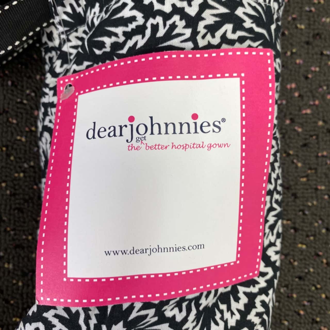 Dear Johnnies LOLA Designer Cotton Hospital Gown Floral Print Black