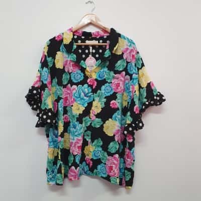 Peter Alexander Women's Size 24-26 Pyjama Top Black Floral - New With Tags