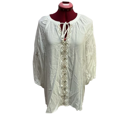 Katies Womens  Size 12 3/4 Sleeve Top White 