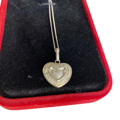  Womens Heart-Shaped Silver Necklace