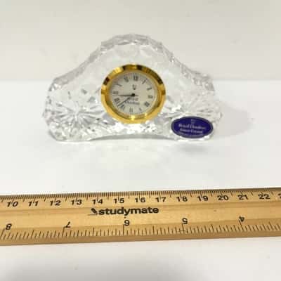 Royal Doulton Crystal Mantel Clock – Cut Crystal Gold Tone Roman Numerals
