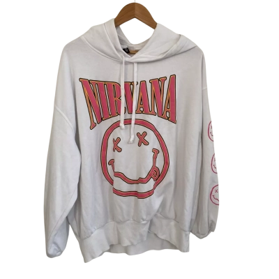 Nirvana Divided H&M Womens  Size L Hoodie Pink  / White / Yellow 