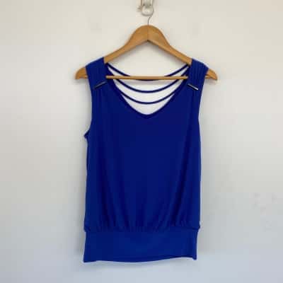 Table Eight Blue Sleeveless Tank Top Size S