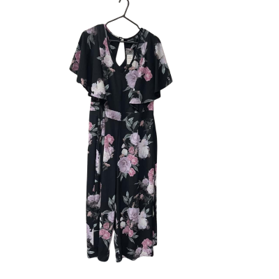 City Chic Womens  Size XS Jumpsuit Black  / Floral / Pink  / Purple 