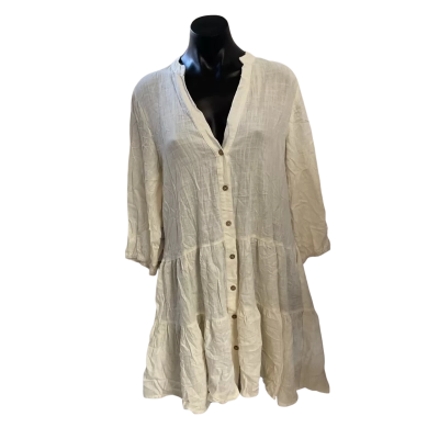 Linen lux  Womens  Size 10 Babydoll Dress White 
