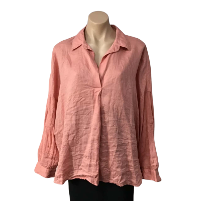 Witchery Womens Size 16 Pale Orange 100% Linen 3/4 Sleeve Top Orange 