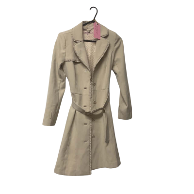 Womens Review Size 6 Cream Winter Coat With Belt