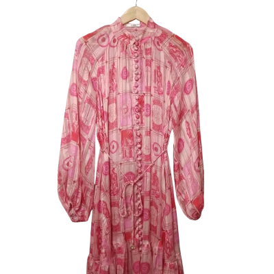 Sheike Women's Size 10 Long Sleeve Pink Tarot Card Dress