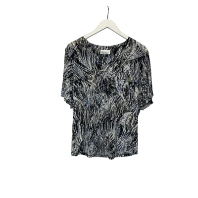 Fella Hamilton Womens  Size 14 Crew Neck Top / Short Sleeve Shirt Black  / Blue / White 