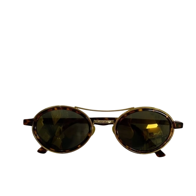  Womens Kaleido Round Sunglasses Gold Toned/Tortoise Print 