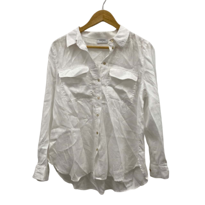 Susan Women's 100% Linen Size 10 Long Sleeve Shirt White 